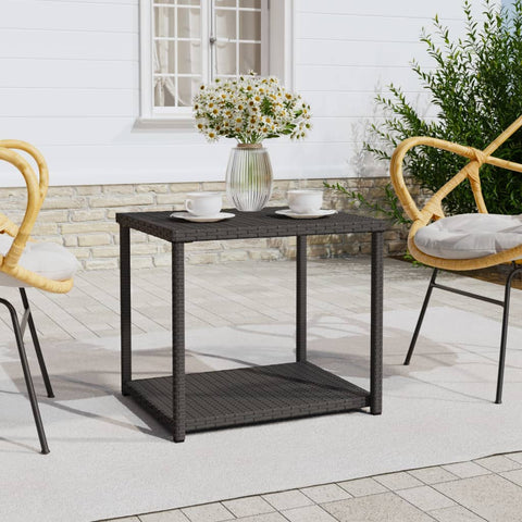 ZNTS Side Table Black 55x45x49 cm Poly Rattan 319404