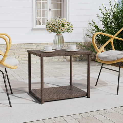 ZNTS Side Table Brown 55x45x49 cm Poly Rattan 319405