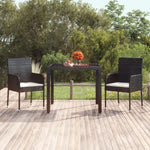 ZNTS Garden Table with Glass Top Black 90x90x75 cm Poly Rattan 319895