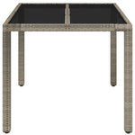 ZNTS Garden Table with Glass Top Grey 90x90x75 cm Poly Rattan 319896