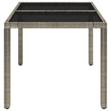 ZNTS Garden Table with Glass Top Grey 90x90x75 cm Poly Rattan 319896