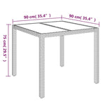 ZNTS Garden Table with Glass Top Grey 90x90x75 cm Poly Rattan 319896