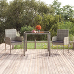 ZNTS Garden Table with Glass Top Grey 90x90x75 cm Poly Rattan 319896
