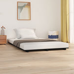 ZNTS Bed Frame without Mattress Black 140x190 cm Solid Wood Pine 824607