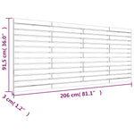 ZNTS Wall Headboard Grey 206x3x91.5 cm Solid Wood Pine 824670