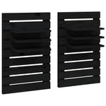 ZNTS Wall-mounted Bedside Shelves 2 pcs Black Solid Wood Pine 824767