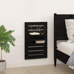 ZNTS Wall-mounted Bedside Shelves 2 pcs Black Solid Wood Pine 824767