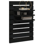 ZNTS Wall-mounted Bedside Shelves 2 pcs Black Solid Wood Pine 824767