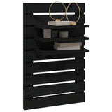 ZNTS Wall-mounted Bedside Shelves 2 pcs Black Solid Wood Pine 824767