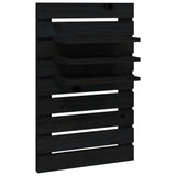 ZNTS Wall-mounted Bedside Shelves 2 pcs Black Solid Wood Pine 824767