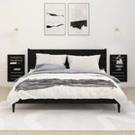ZNTS Wall-mounted Bedside Shelves 2 pcs Black Solid Wood Pine 824767