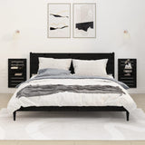 ZNTS Wall-mounted Bedside Shelves 2 pcs Black Solid Wood Pine 824767