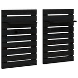 ZNTS Wall-mounted Bedside Shelves 2 pcs Black Solid Wood Pine 824772