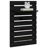 ZNTS Wall-mounted Bedside Shelves 2 pcs Black Solid Wood Pine 824772