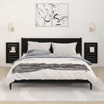 ZNTS Wall-mounted Bedside Shelves 2 pcs Black Solid Wood Pine 824772