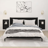 ZNTS Wall-mounted Bedside Shelves 2 pcs Black Solid Wood Pine 824772