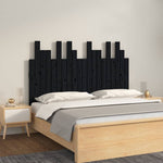 ZNTS Wall Headboard Black 127.5x3x80 cm Solid Wood Pine 824792