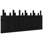 ZNTS Wall Headboard Black 185x3x80 cm Solid Wood Pine 824817