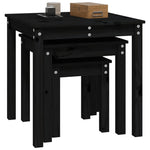 ZNTS Nesting Tables 3 pcs Black Solid Wood Pine 824977