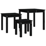 ZNTS Nesting Tables 3 pcs Black Solid Wood Pine 824977