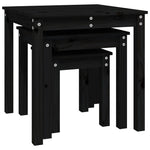 ZNTS Nesting Tables 3 pcs Black Solid Wood Pine 824977