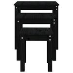ZNTS Nesting Tables 3 pcs Black Solid Wood Pine 824977