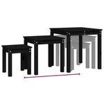 ZNTS Nesting Tables 3 pcs Black Solid Wood Pine 824977