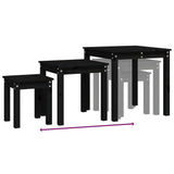 ZNTS Nesting Tables 3 pcs Black Solid Wood Pine 824977