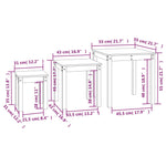 ZNTS Nesting Tables 3 pcs Black Solid Wood Pine 824977