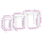 ZNTS Nesting Tables 3 pcs Black Solid Wood Pine 824977