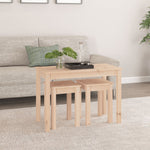 ZNTS Nesting Tables 3 pcs Solid Wood Pine 824978