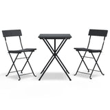 ZNTS 3 Piece Folding Bistro Set Black Poly Rattan 319989