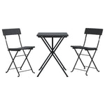 ZNTS 3 Piece Folding Bistro Set Black Poly Rattan 319989