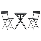 ZNTS 3 Piece Folding Bistro Set Black Poly Rattan 319989