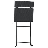 ZNTS 3 Piece Folding Bistro Set Black Poly Rattan 319989