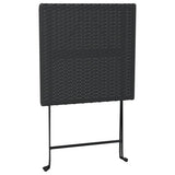 ZNTS 3 Piece Folding Bistro Set Black Poly Rattan 319989