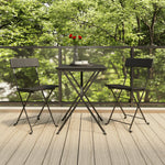 ZNTS 3 Piece Folding Bistro Set Black Poly Rattan 319989