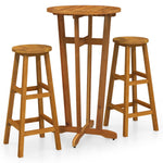 ZNTS 3 Piece Bar Set Solid Wood Acacia 319699