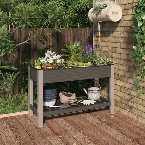 ZNTS Garden Raised Bed with Shelf Grey 120x50x75 cm WPC 362570