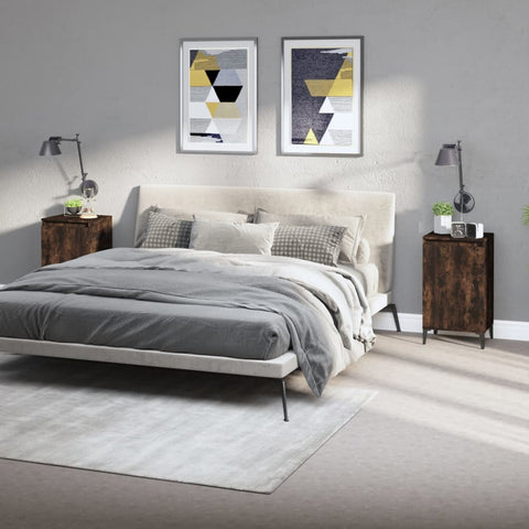 ZNTS Bedside Cabinets 2 pcs Smoked Oak 40x35x70 cm Engineered Wood 819655