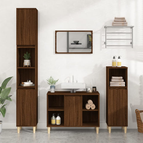 ZNTS Sink Cabinet Brown Oak 80x33x60 cm Engineered Wood 821291
