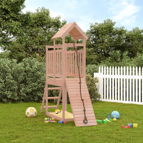 ZNTS Playhouse with Climbing Wall Solid Wood Douglas 3155868