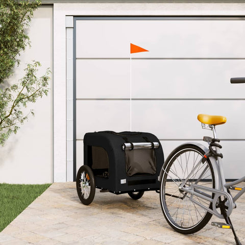 ZNTS Pet Bike Trailer Black Oxford Fabric and Iron 93835