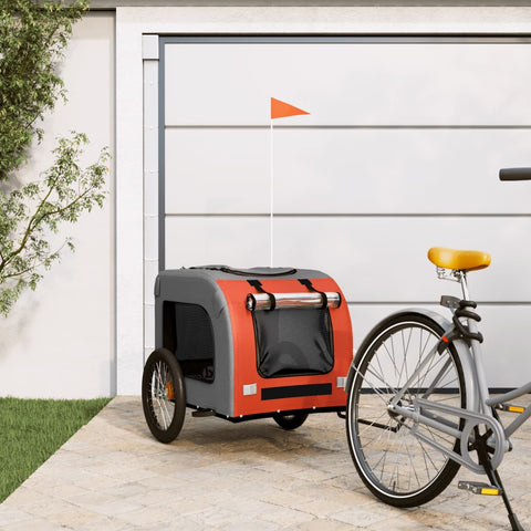 ZNTS Pet Bike Trailer Orange and Grey Oxford Fabric&Iron 93837