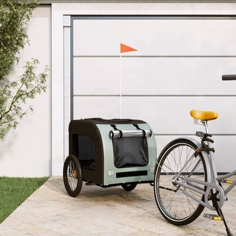 ZNTS Pet Bike Trailer Grey and Black Oxford Fabric&Iron 93839