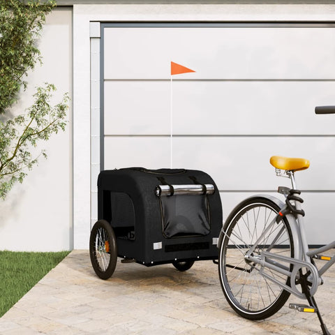 ZNTS Pet Bike Trailer Black Oxford Fabric and Iron 93842