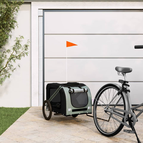 ZNTS Pet Bike Trailer Black and Grey Oxford Fabric and Iron 93881