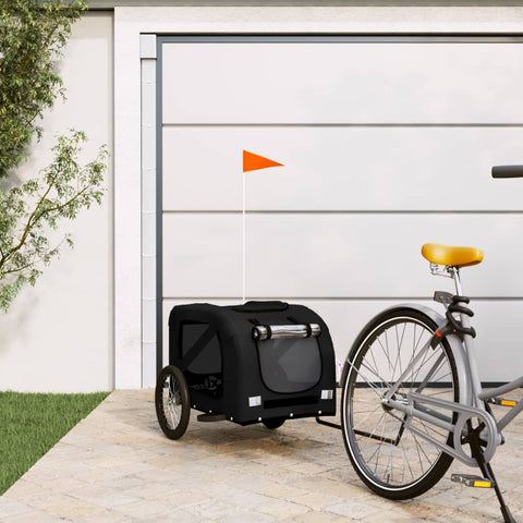 ZNTS Pet Bike Trailer Black Oxford Fabric and Iron 93884