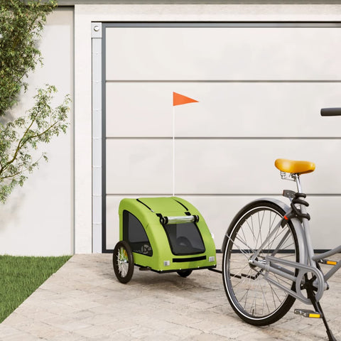 ZNTS Pet Bike Trailer Green Oxford Fabric and Iron 93962