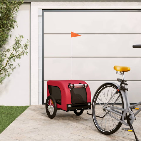ZNTS Pet Bike Trailer Red and Black Oxford Fabric and Iron 93999